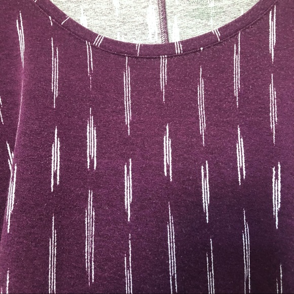 Lane Bryant Purple and Abstract White Line Swing Tee with 3/4 Sleeves - Picture 6 of 12